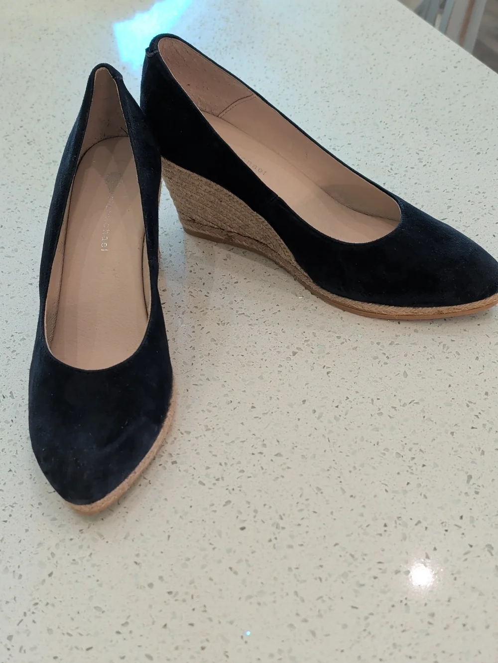Eric Michael Navy Blue Suede Espadrille Wedge Pumps, 41 (10-10.5)